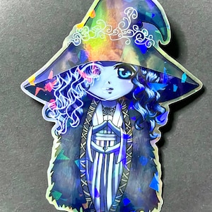 Elden Chibi Ranni 4” Cracked Ice holografischer Aufkleber