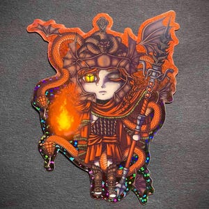 Elden Chibi Messmer the Impaler 4” Glitter vinyl  sticker