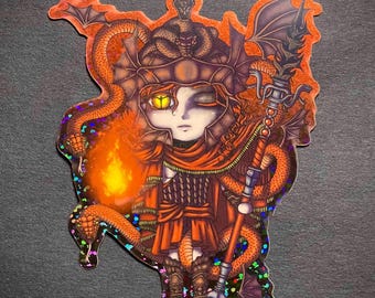 Elden Chibi Messmer the Impaler 4” Glitter vinyl  sticker