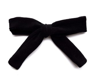 PENELOPE Black CORDUROY Bow for Newborn Baby Child Little Girl Photo Prop Adorable Beautiful Fall Winter Halloween Bow Thanksgiving Clip