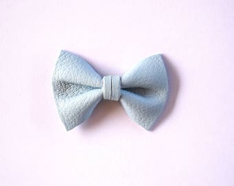 NEW Sky Blue TINY Leather Clip for Newborn Baby Child Little Girl Photo Prop Spring Summer Adorable Beautiful Little Pastel Light Blue Bow