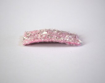 Crushed Pink Ice Glitter SNAP Clip Bow for Baby Child Adult Holiday Spring Summer Adorable Photo Prop Darling Sparkly Valentines Easter Clip