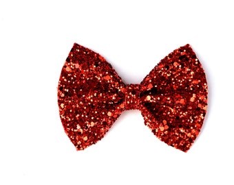 Red Glitter Bow Adorable Photo Prop Pictures Headband for Newborn Baby Little Girl Child Adult Christmas Fall Thanksgiving Alligator Clip