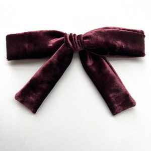 Mulberry Crushed Velvet Bow for Newborn Baby Child Little Girl Photo Prop Adorable Beautiful Holiday Fall Dance Christmas Girly Bow