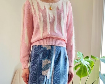 Pink 80s Vintage Angora Blend Pastel Sweater