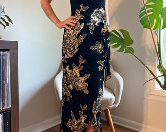 Strapless Metallic Vintage Formal Dress, Size 2