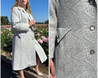 Pearl Gray Textured 70s Coat