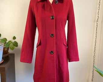 Wool Cashmere Red Vintage Minimalist Coat