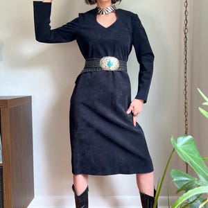 Vintage Black Mollie Parnis Minimalist Faux Suede Midi Dress - Etsy