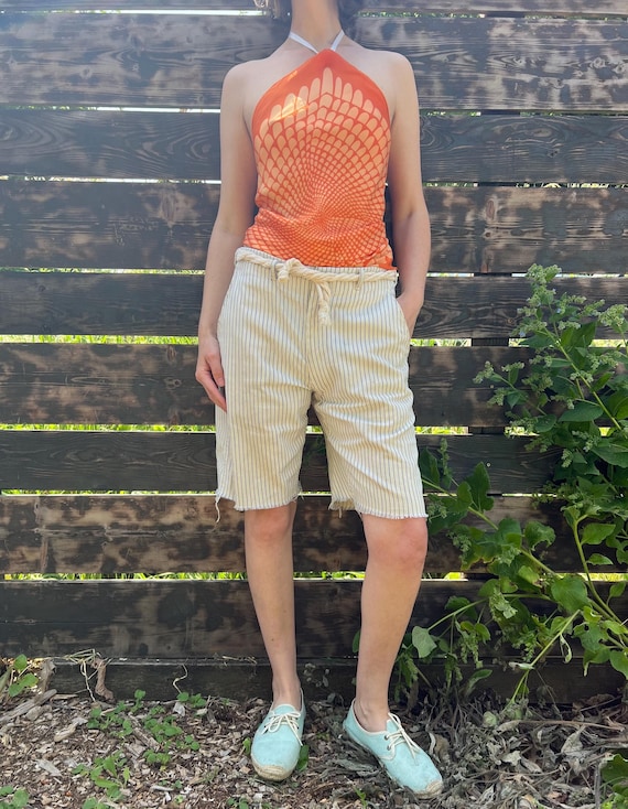 Distressed Big E Levi’s Patched Cutoff Shorts
