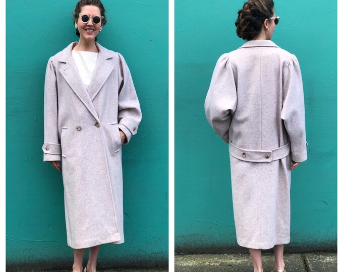 Wool 80s Coat Ivory Vintage Maxi Oversized Coat Etsy
