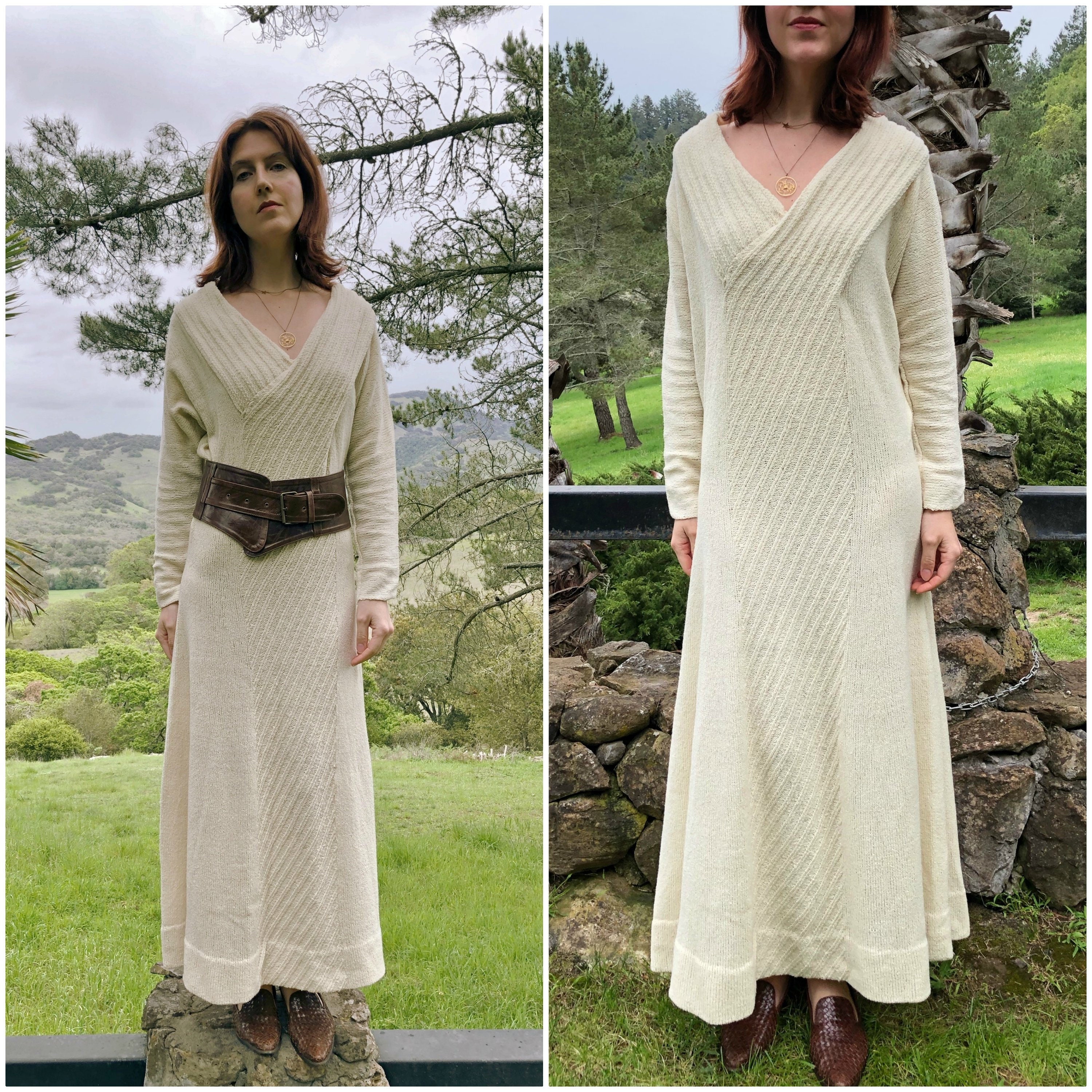long cream sweater dress