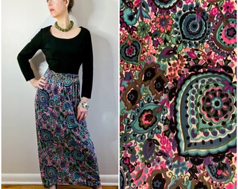 Paisley Long Sleeve 70s Maxi Dress