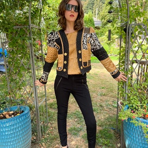 Jeanne Marc Patchwork Jacket & Gold Blouse Set image 5