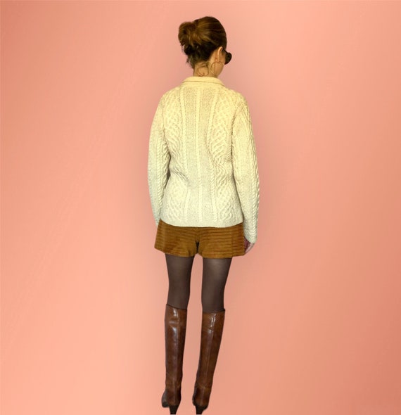 Cream Cable Knit Cardigan, Vintage Wool Sweater - image 6