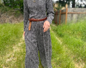 Adini Palazzo Jumpsuit, 90s NWT Vintage Deadstock Long Sleeve Romper