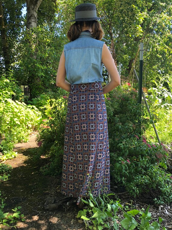 70s Maxi Skirt, Long Vintage Column Skirt - image 2