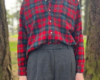 Pendleton Vintage Virgin Wool Red Plaid Tartan Shirt S / XS