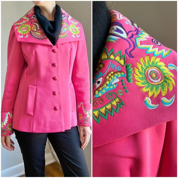 Lilli Ann Pink Embroidered Blazer