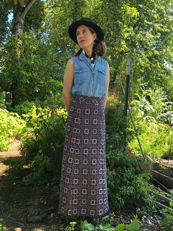 70s Maxi Skirt, Long Vintage Column Skirt - image 9