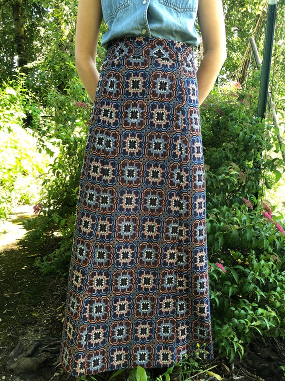 70s Maxi Skirt, Long Vintage Column Skirt - image 7