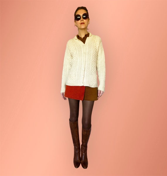 Cream Cable Knit Cardigan, Vintage Wool Sweater - image 10