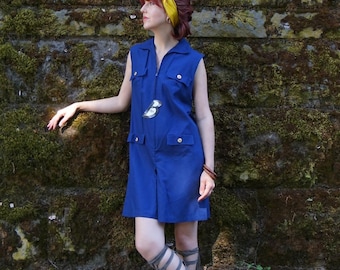 Nautical Vintage Navy Blue Romper, 60s Women’s NWT Deadstock Jumpsuit