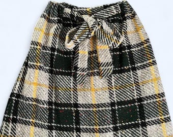 Wool Tweed Plaid Mini Skirt XS