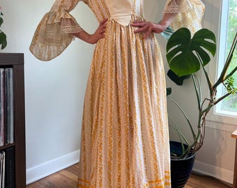 Vintage Ren Faire 70s Prairie Cottagecore Dress