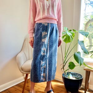 Denim Pencil Skirt, Vintage 80s 90s Midi Blue Jean Skirt
