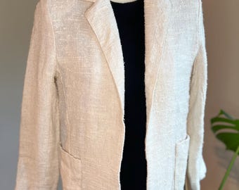 Linen Slub Textured Vintage Cream Jacket / Blazer