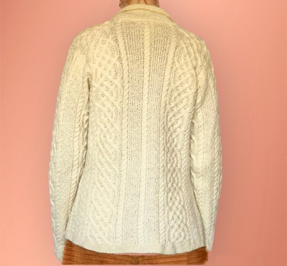Cream Cable Knit Cardigan, Vintage Wool Sweater - image 3