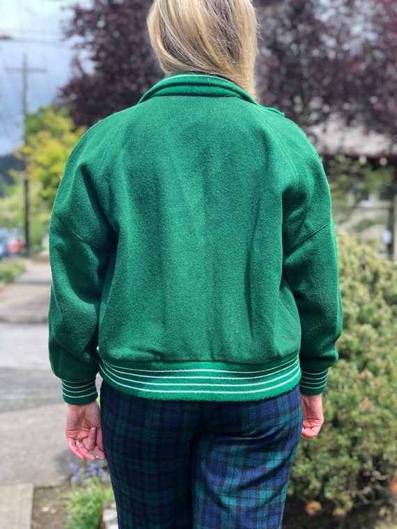 Green Varsity Jacket, 60s Vintage Wool Bomber Gem