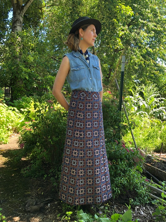 70s Maxi Skirt, Long Vintage Column Skirt - image 8