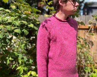 100% Wool Pink XL Sweater by Aran Woolen Mills