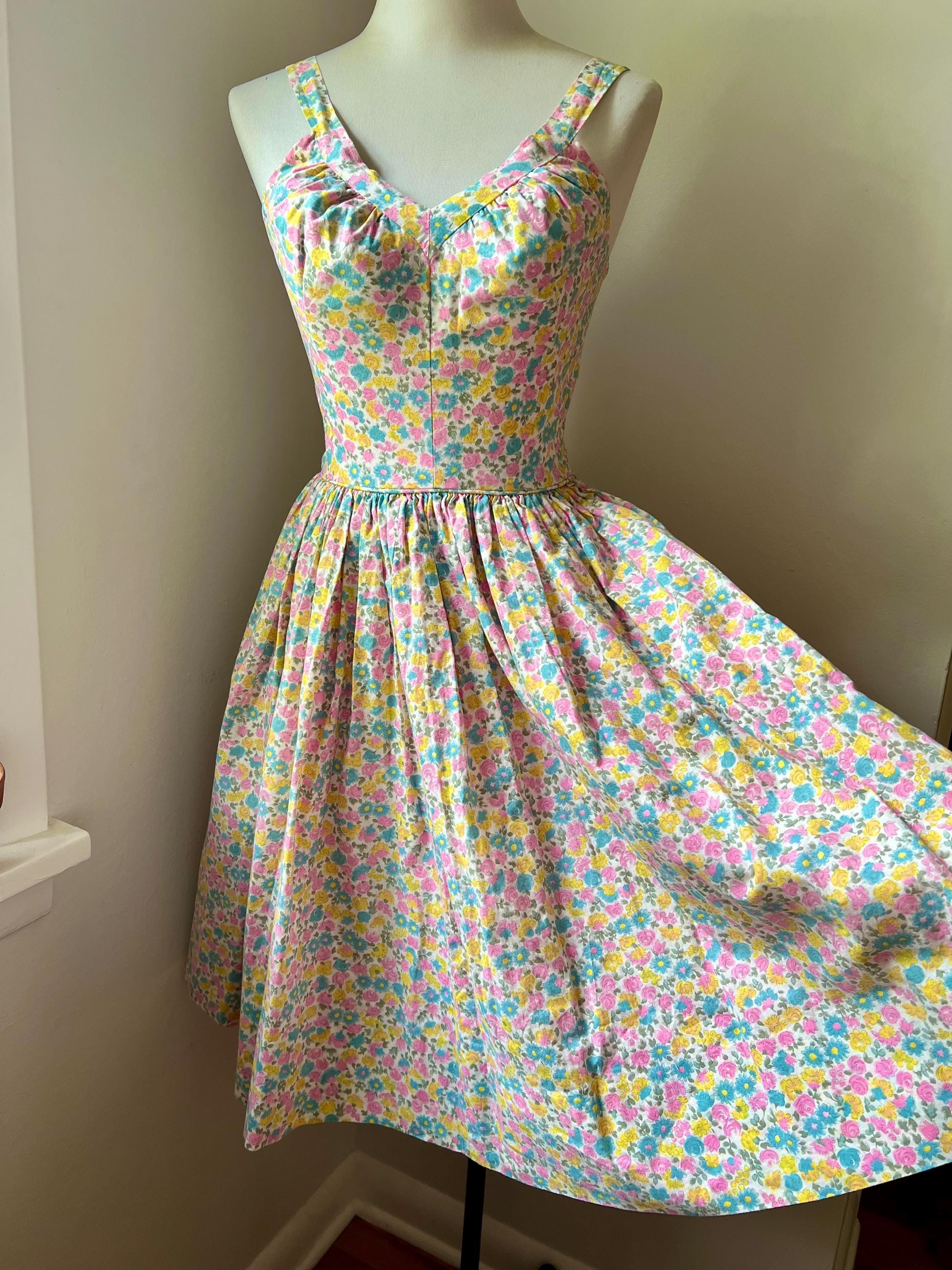 50s Vintage Cotton Sun Dress XS