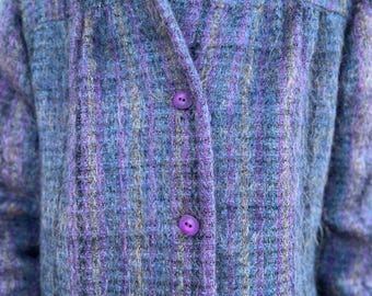 Mohair Fuzzy 80s Vintage Jacket, Made in France