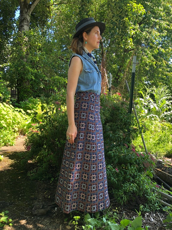 70s Maxi Skirt, Long Vintage Column Skirt - image 6