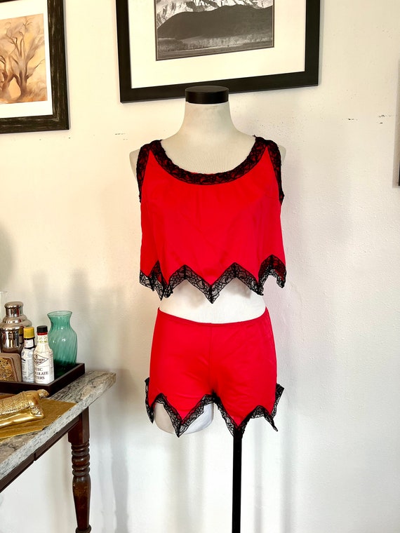 60s Red Lingerie Matching Set