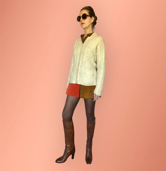 Cream Cable Knit Cardigan, Vintage Wool Sweater - image 7