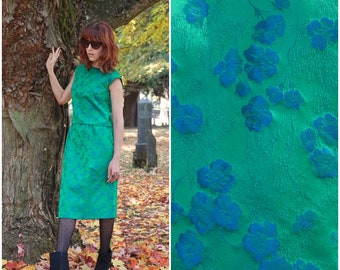 60s Emerald Green Brocade Matching Set XS