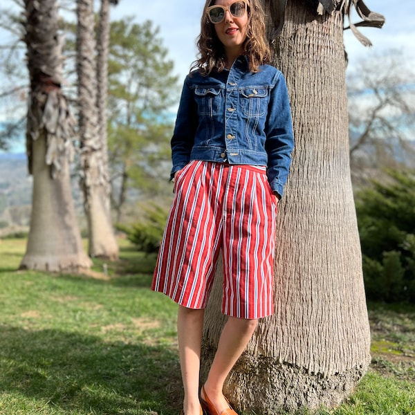 Red and White Striped Shorts Etsy