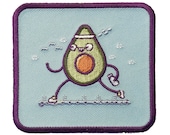 Randy Otter quot Avacardio quot Funny Avacado Running and Exercising - Iron on Embroidered Patch Applique HS P-RO-0176