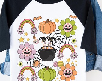 Preppy Halloween PNG: Retro Girls Pink Spooky PNG Digital Download