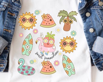 Girls Sweet Summertime Shirt PNG, Girls Summer Shirts PNG, Kids Summer PNG, Sweet Summertime Collage png, Kids Summer Shirt Bundle png