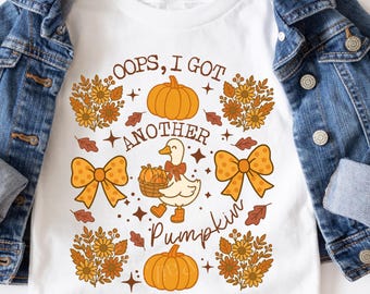 Oops I Got Another Pumpkin PNG, preppy coquette halloween PNG, silly goose halloween, girly halloween, trendy autumn png,  trendy fall png