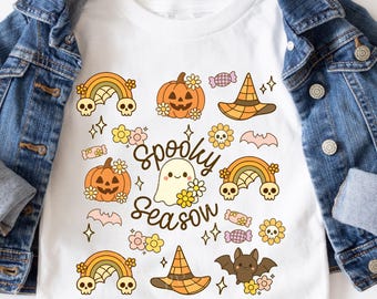 Girls Spooky Season PNG, preppy halloween png, kids halloween tshirt png, girly halloween, cute but spooky png, retro halloween tshirt png