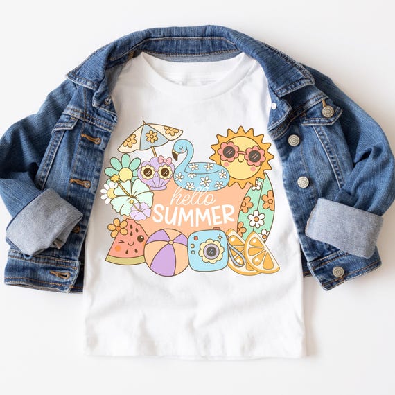 Girls Hello Summer Shirt PNG, Girls Summer Shirts PNG, Kids Summer PNG, Summer Vacation png, Trendy Summer Design, Summer Shirt Bundle png