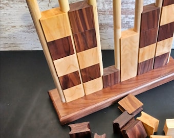 Four in a row Connect game,  handcrafted walnut and maple family game