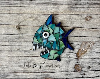 Feisty Angler Fish glass mosaic